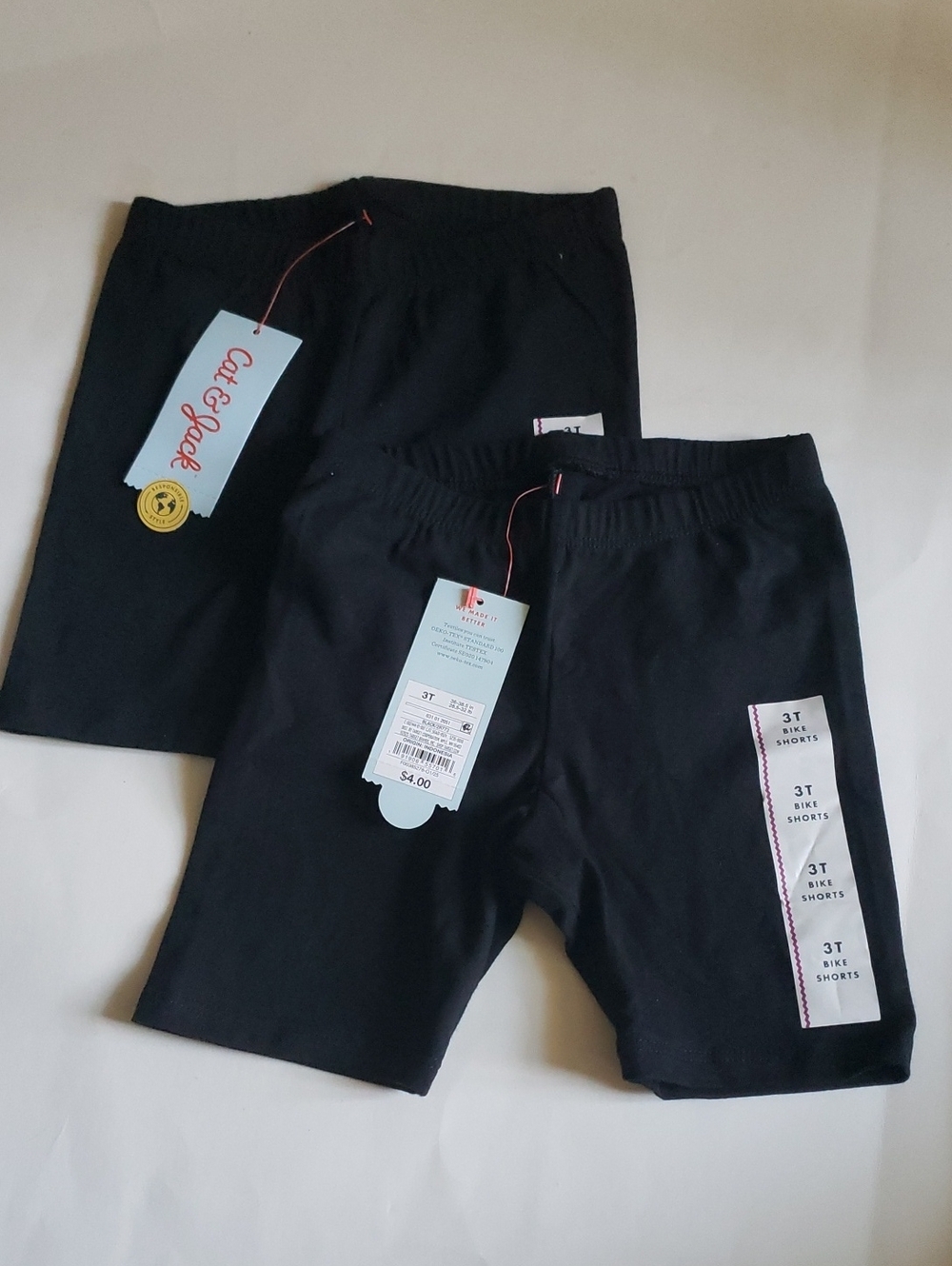 NWT Set of 2 Cat & Jack Toddler Girl Black Bike Shorts Size 3T Bundle